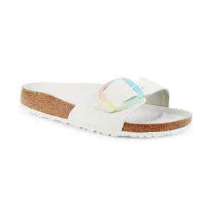 NEW Birkenstock Size 38 (US 7) Madrid Narrow Fit Leather Sandals - White